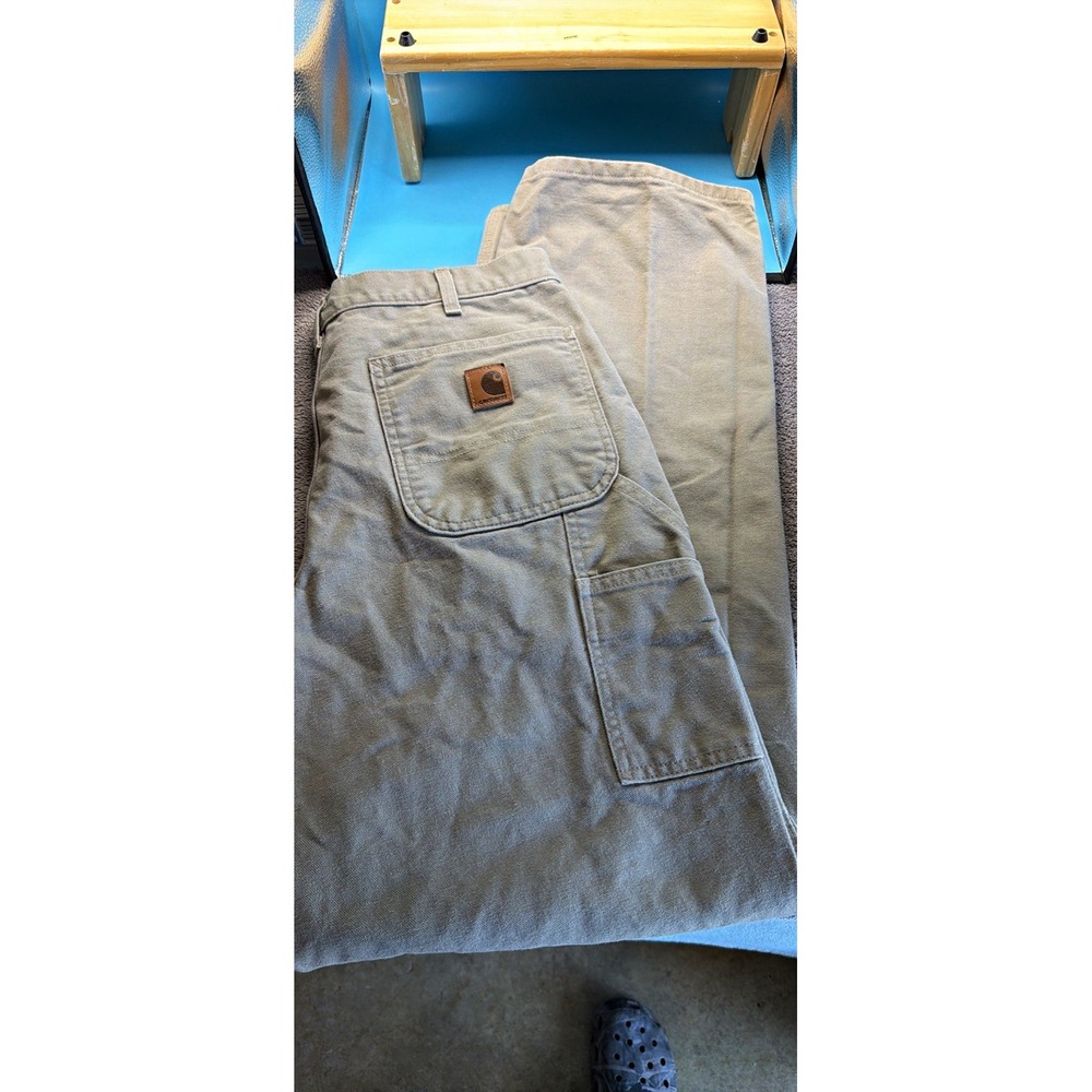 Carhartt B11-DES Men's Beige Canvas Cotton Cargo pants  Waist 34 x 34 long new